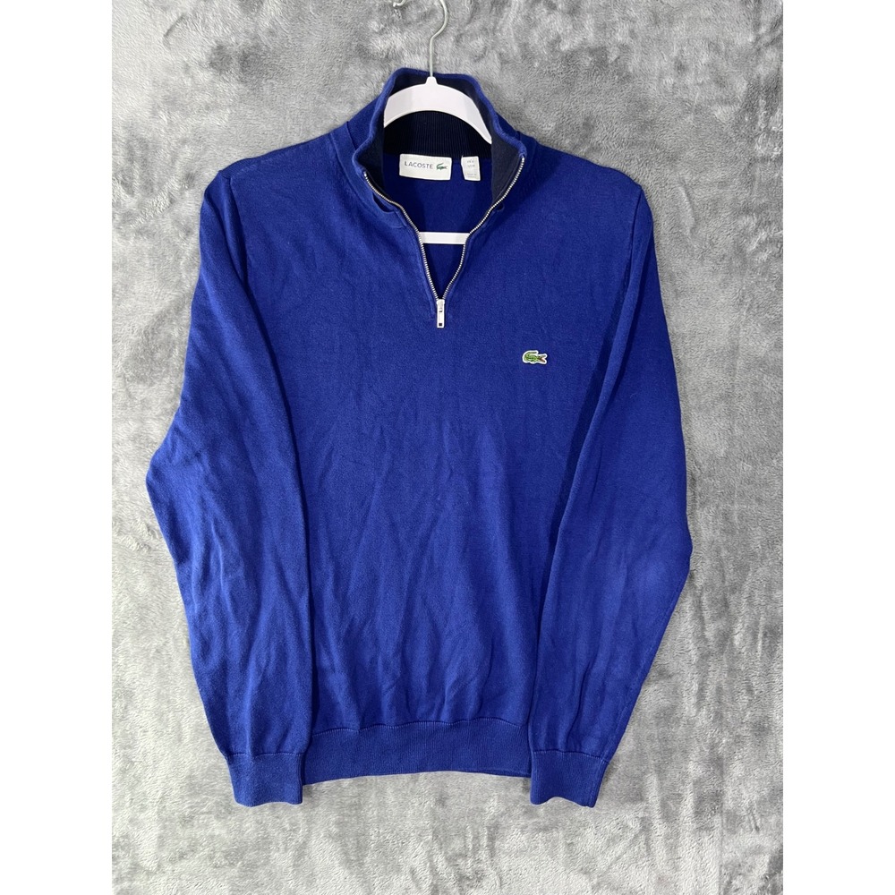 Lacoste Mens Royal Blue Quarter Zip Pullover Sweater Size US Medium FR 4